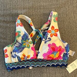 Cupshe Floral Boho Patchwork Bikini Top Small NWT